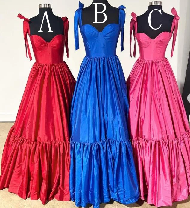 Straps Taffeta Long Prom Dress