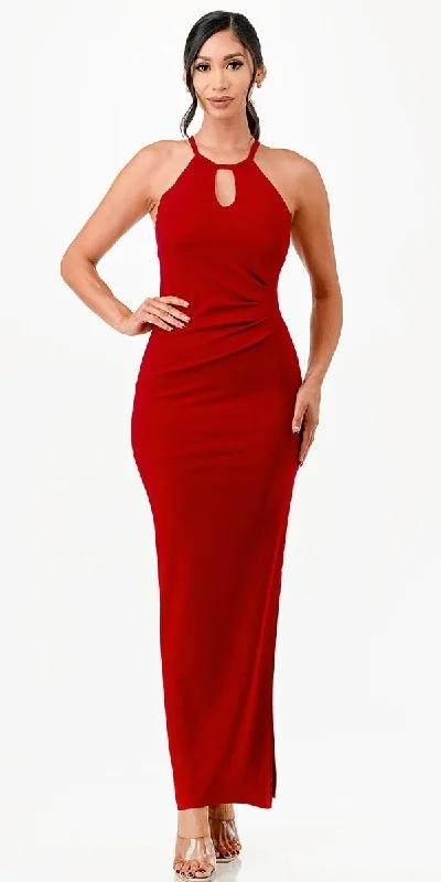 La Scala 26013 Fitted Sheath High Keyhole Halter Neckline Dress