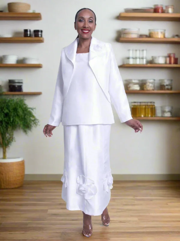 Hosanna 5546 Modest White 3-Piece Set Ankle Length Dress