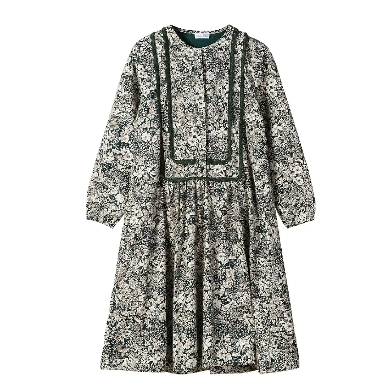 Banim Girls Flowered Dress Green/Ivory