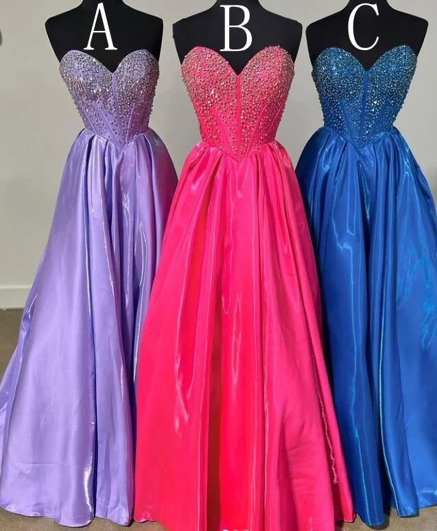 Strapless Sweetheart Long Prom Dress with Beading Top