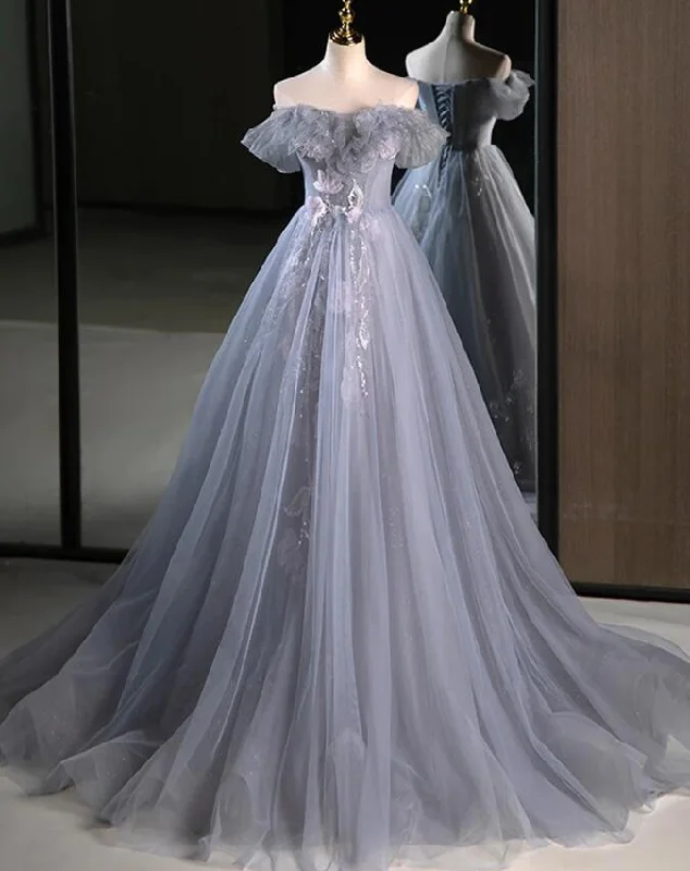Off the Shoulder Sparkly Long Prom Dress