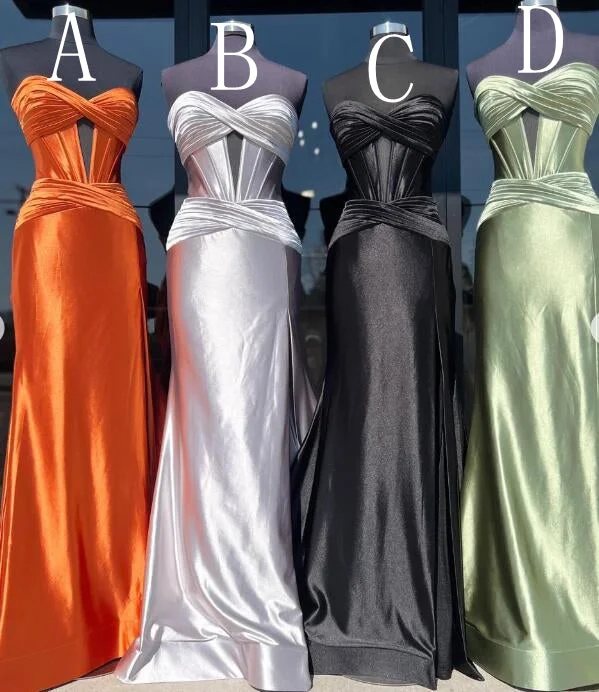 Strapless Pleated Mermaid Long Prom Dress