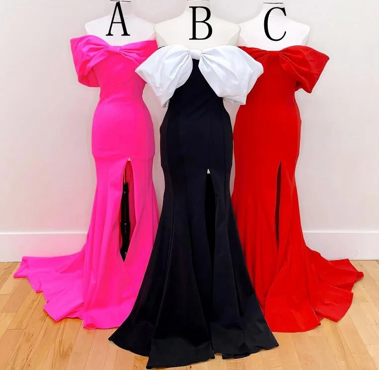 Off the Shoulder Mermaid Long Prom Dress with Slit