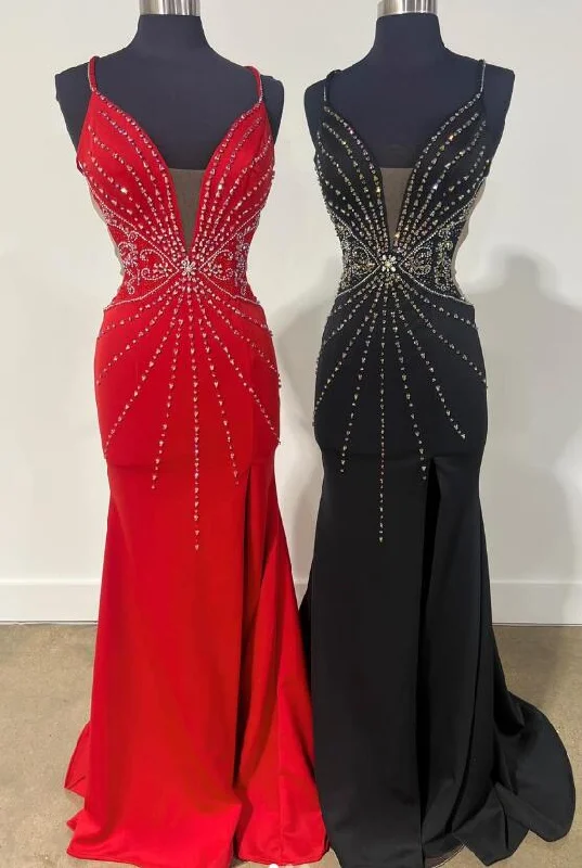 Straps Mermaid Long Prom Dress with Beading