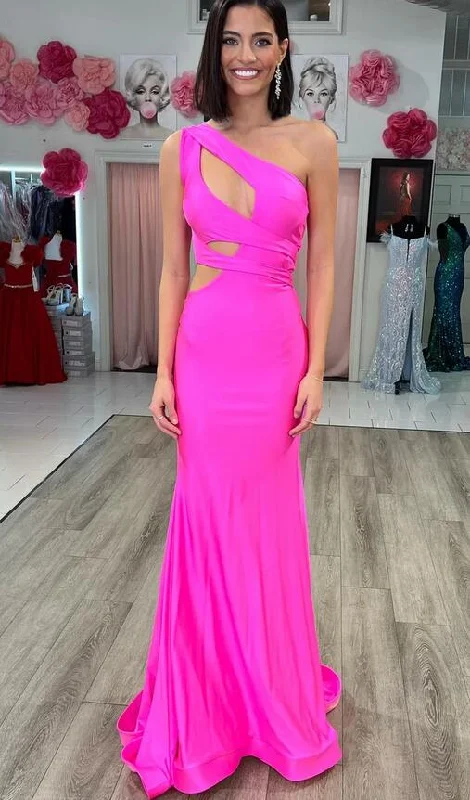 One-Shoulder Cutout Mermaid Long Prom Dress