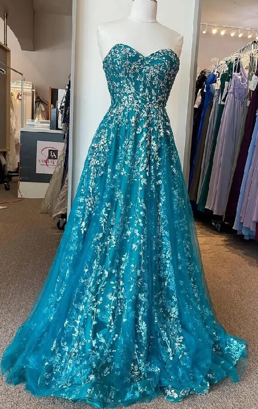 Strapless Sequins Lace/Tulle Long Prom Dress