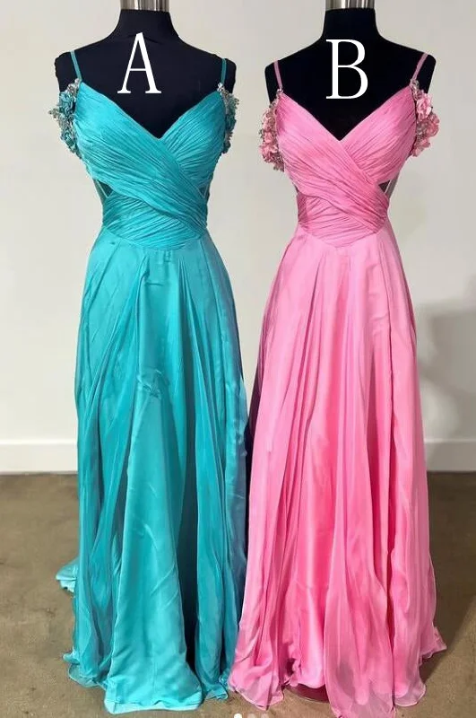 Straps A-line Long Prom Dress
