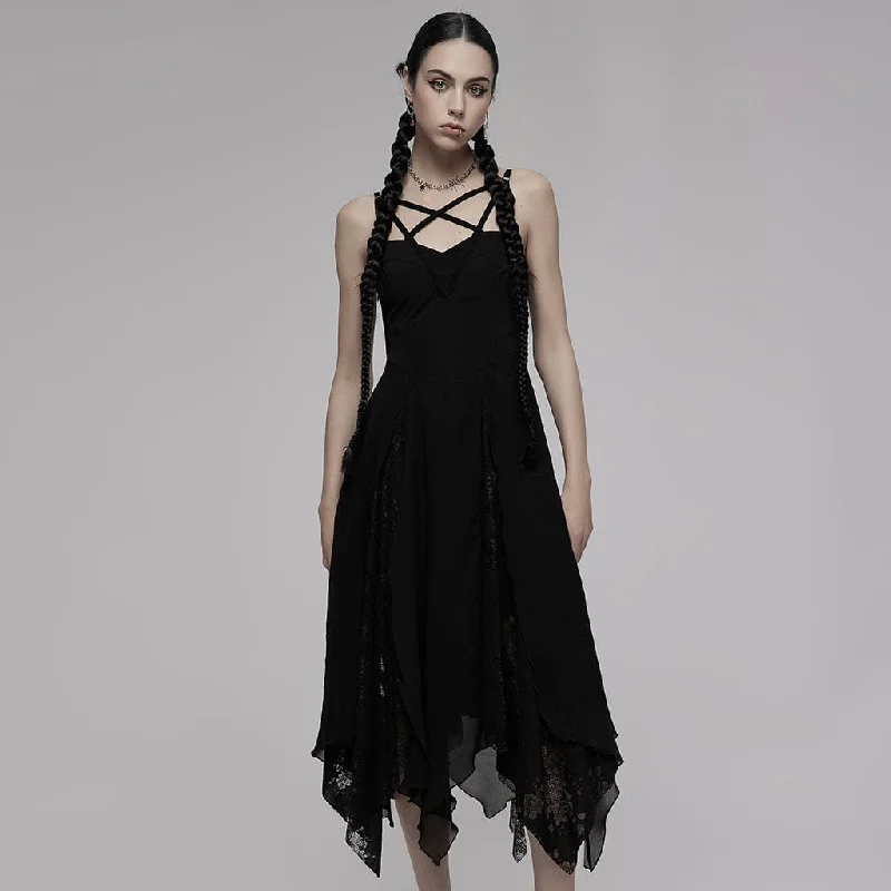 Women's Punk Multilayer Lace Slip Dress