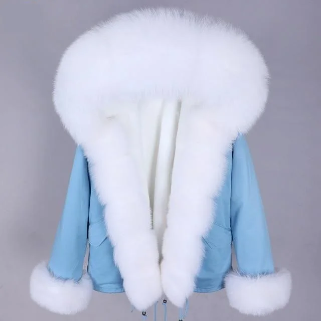 Full Sleeve Natural Raccoon Fox Fur Coat Thick Warm Winter Parka with Hood Bomber Jacket Anorak Windbreaker Full Sleeve Natural Raccoon Fox Fur Coat Thick Warm Winter Parka with Hood Bomber Jacket Anorak Windbreaker