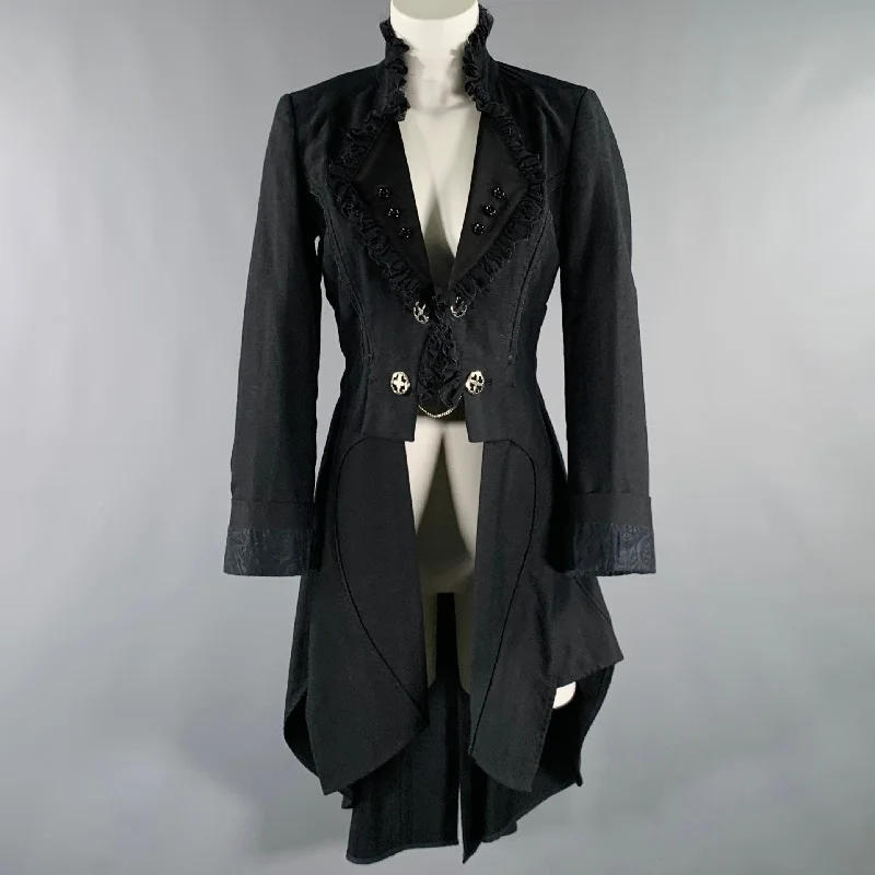 HIGH Size 8 Black Cotton Ruffled Tail Coat