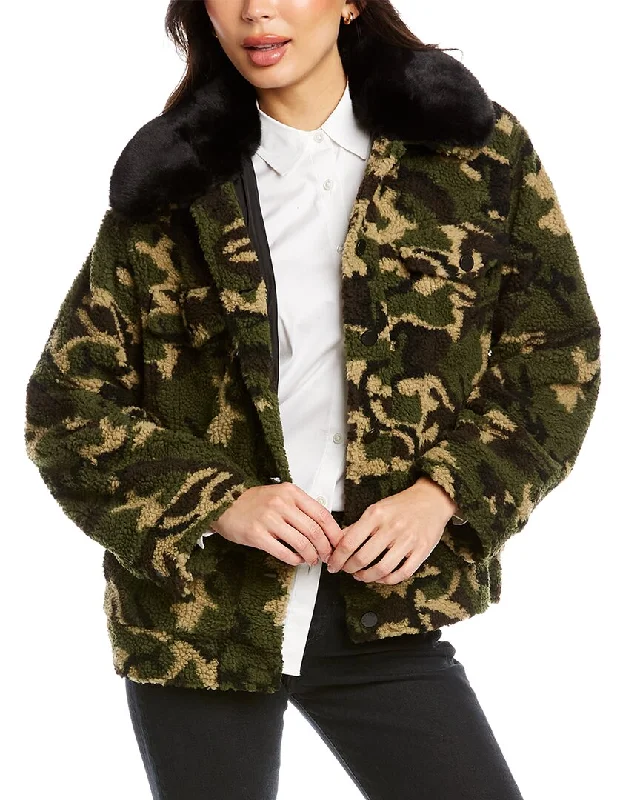 Jocelyn Sherpa Trucker Jacket Print Jacket Jacquard Jacket Embroidered Jacket