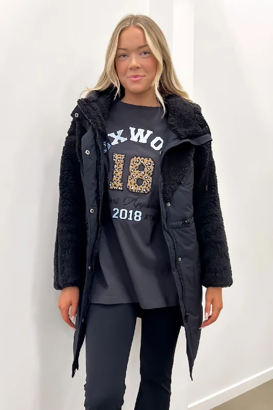 Longline Anorak Black Jersey Jacket Tulle Jacket Batik Jacket