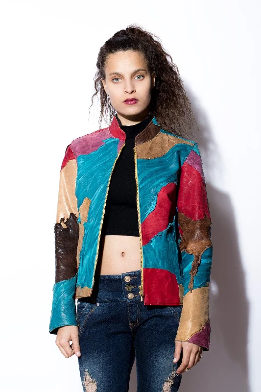 Women's Scrap Raw Edge Hand Laced Jacket Tiered Jacket Buttoned Jacket Zippered Jacket