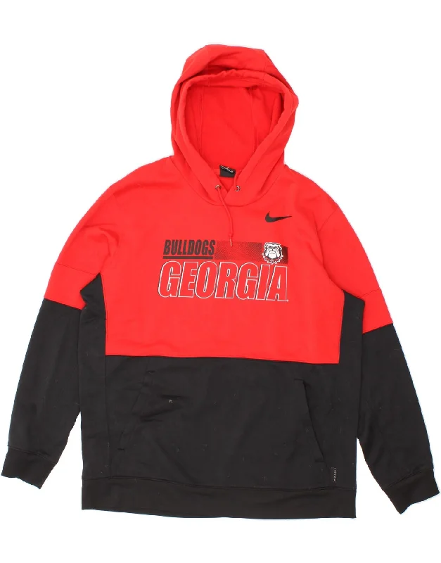 NIKE Mens Georgia Bulldogs Graphic Hoodie Jumper XL Red Colourblock