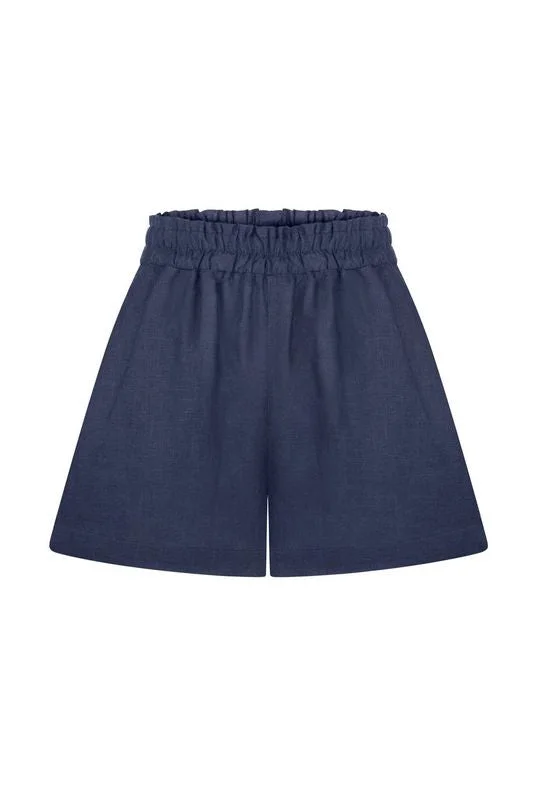 Navy Blue Linen Shorts