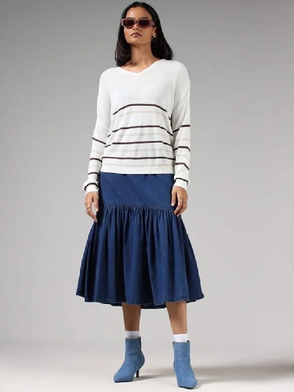 LOV Off White Breton Striped Sweater