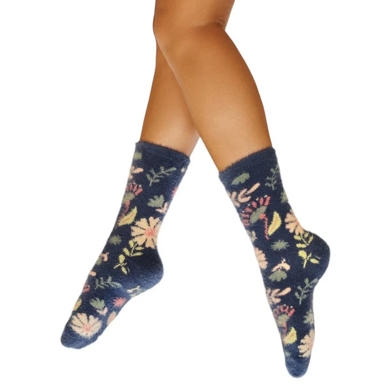 Watercolour Flowers Fuzzy Slipper Socks